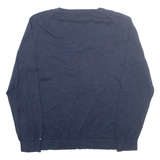 TOMMY HILFIGER Mens Jumper Blue Argyle V-Neck Tight Knit XL