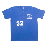 Magnolia Baseball Mens T-Shirt Blue USA Button Neck XL