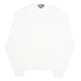 POLO RALPH LAUREN Mens T-Shirt White Long Sleeve V-Neck XL
