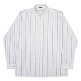 MASKU Mens Shirt White Striped Long Sleeve L