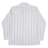 MASKU Mens Shirt White Striped Long Sleeve L