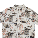 CLEAR WATER Us Army Mens Shirt White Crazy Pattern M