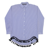 ZARA Womens Shirt Blue Striped Long Sleeve XS