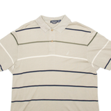 NAUTICA Mens Polo Shirt Beige Striped Short Sleeve L