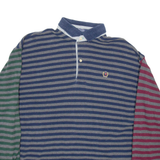 TOMMY HILFIGER Mens Polo Shirt Blue Striped Long Sleeve XL