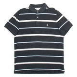 NAUTICA Mens Polo Shirt Black Striped Short Sleeve L