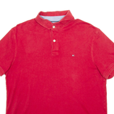 TOMMY HILFIGER Mens Polo Shirt Red Short Sleeve L
