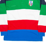 LANSDOWNE Federazione Italiana Rugby Mens Polo Shirt Green Striped Long Sleeve S