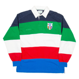 LANSDOWNE Federazione Italiana Rugby Mens Polo Shirt Green Striped Long Sleeve S