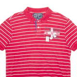 NAUTICA Mens Polo Shirt Red Striped Short Sleeve L