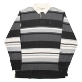IZOD Mens Polo Shirt Black Striped Long Sleeve XL