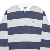 CHAPS Mens Polo Shirt Grey Striped Long Sleeve L