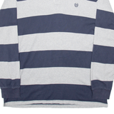 CHAPS Mens Polo Shirt Grey Striped Long Sleeve L