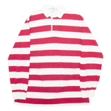 WORLD ISLAND Mens Polo Shirt Red Striped Long Sleeve XL