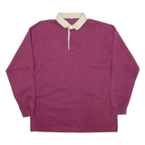 Mens Polo Shirt Purple Long Sleeve XL