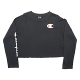 CHAMPION CROPPED Womens T-Shirt Black Long Sleeve M