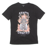 SMOG Saint Or Sinners Mens T-Shirt Black Crew Neck S