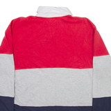 CHAMPION Mens Polo Shirt Grey Striped Long Sleeve M