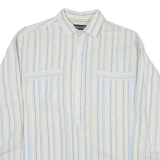 LIMARK Mens Shirt Grey Striped Long Sleeve S