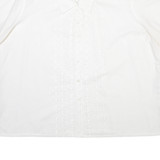 COLOURWAYS Floral Embroidery Womens Plain Shirt White 2XL