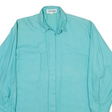 SPENGLER Womens Plain Shirt Blue Long Sleeve S