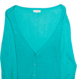 MONSOON Womens Cardigan Green V-Neck Tight Knit M