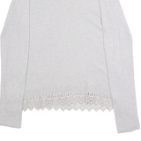 WHITE STUFF Womens Patterned Jumper Grey Tight Knit Wool UK 8