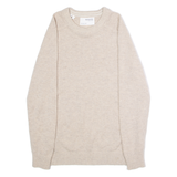 SELECTED HOMME Mens Jumper Beige Crew Neck Tight Knit Wool S