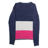 GAP Womens Patterned Jumper Blue Colourblock Crew Neck Tight Knit M