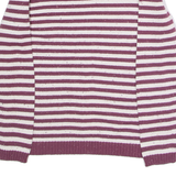 FAT FACE Womens Patterned Jumper Maroon Striped Tight Knit UK 14