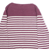 FAT FACE Womens Patterned Jumper Maroon Striped Tight Knit UK 14