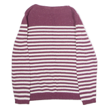 FAT FACE Womens Patterned Jumper Maroon Striped Tight Knit UK 14
