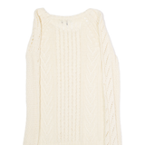 GAP Womens Patterned Jumper Cream Crew Neck Cable Knit Wool XS