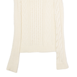 GAP Womens Patterned Jumper Cream Crew Neck Cable Knit Wool XS