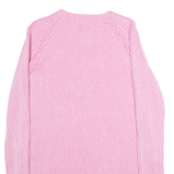 JACK WILLS Womens Patterned Jumper Pink Striped Crew Neck Tight Knit Wool UK 10
