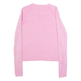 JACK WILLS Womens Patterned Jumper Pink Striped Crew Neck Tight Knit Wool UK 10