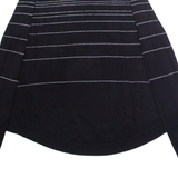 WHITE STUFF Womens Patterned Jumper Black Striped Crew Neck Viscose UK 10