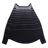 WHITE STUFF Womens Patterned Jumper Black Striped Crew Neck Viscose UK 10