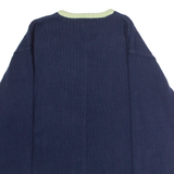 PIERRE CARDIN Mens Jumper Blue V-Neck 90s Chunky Knit M
