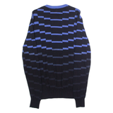 BENETTON Womens Patterned Jumper Black Striped Crew Neck Tight Knit S