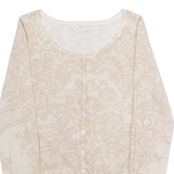 MONSOON Womens Patterned Cardigan Cream Floral Tight Knit UK 12