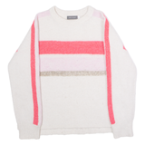 MINT VELVET Womens Patterned Jumper White Crew Neck Tight Knit Wool M