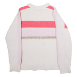 MINT VELVET Womens Patterned Jumper White Crew Neck Tight Knit Wool M