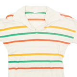 HIS Womens Polo Shirt Beige Striped M