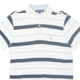 TOMMY HILFIGER Mens Polo Shirt White Striped S