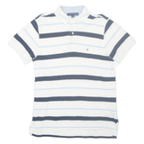 TOMMY HILFIGER Mens Polo Shirt White Striped S