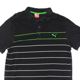PUMA Mens Polo Shirt Black Striped L