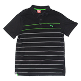 PUMA Mens Polo Shirt Black Striped L