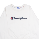 CHAMPION Cropped Womens Sweatshirt White Crew Neck S