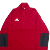 ADIDAS Mens Sweatshirt Red 1/4 Zip S